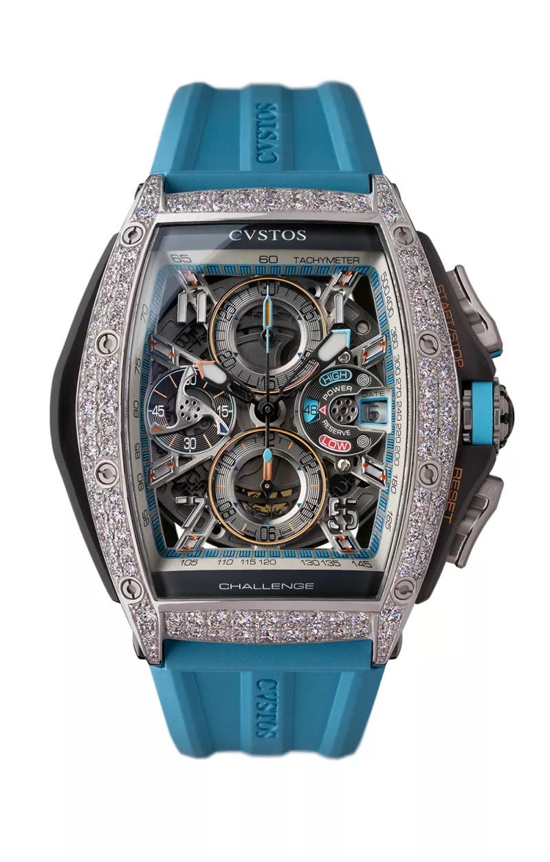 Chrono Steel/2 Row Diamonds / Blue Watch | Cvstos